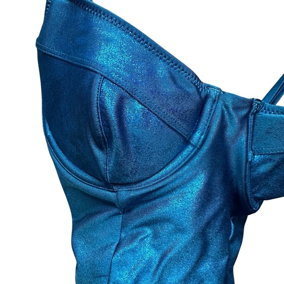 Solid & Striped Moroccan Blue Shimmer Underwire One-Piece Swimsuit Medium - Picture 9 of 16